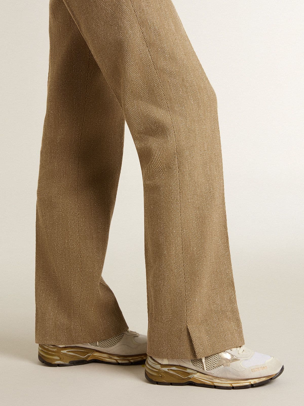Golden Goose Womens Dad-Star In Mesh And White Suede With Gold Foiled Star Womens
