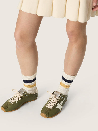 Golden Goose Womens Marathon Speed In Olive-Green Leather With Cream Star Womens