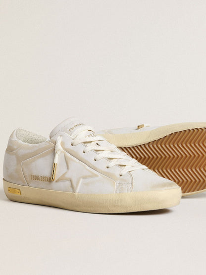 Golden Goose Womens Super-Star With White Leather Star And Heel Tab With Lived-In Effect Womens