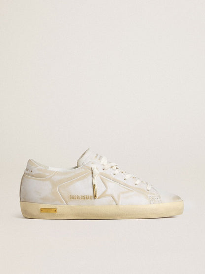 Golden Goose Womens Super-Star With White Leather Star And Heel Tab With Lived-In Effect Womens