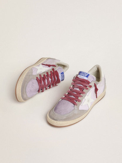 Golden Goose Womens Ball Star Ltd In Lilac Nylon With White Leather Star And Suede Inserts Womens