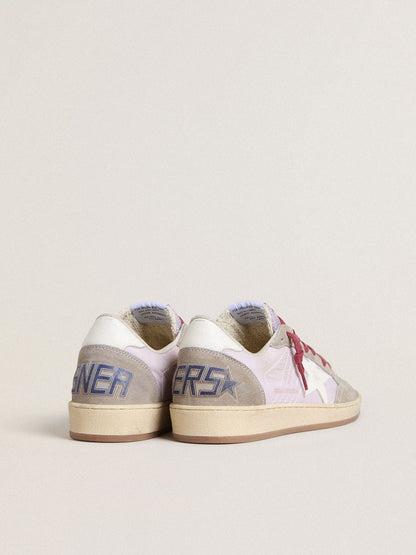 Golden Goose Womens Ball Star Ltd In Lilac Nylon With White Leather Star And Suede Inserts Womens