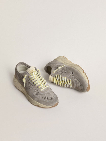 Golden Goose Womens Running Sole In Gray Suede With Gray Suede Star And Heel Tab Womens