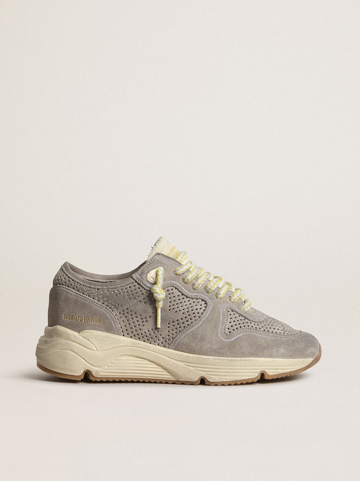 Golden Goose Womens Running Sole In Gray Suede With Gray Suede Star And Heel Tab Womens