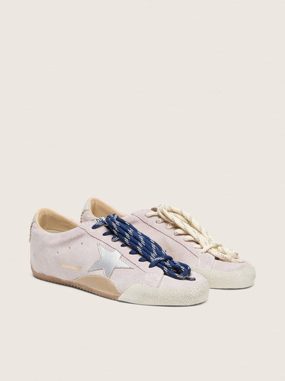 Golden Goose Womens True-Star In Pastel Pink Suede With Silver Star And Heel Tab Womens