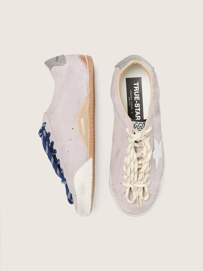 Golden Goose Womens True-Star In Pastel Pink Suede With Silver Star And Heel Tab Womens