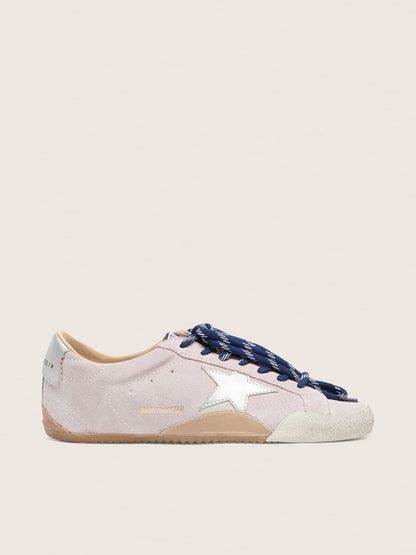 Golden Goose Womens True-Star In Pastel Pink Suede With Silver Star And Heel Tab Womens