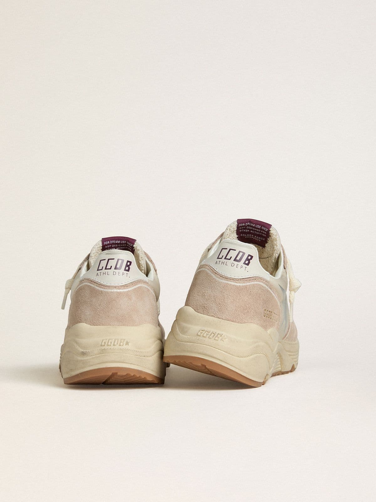 Golden Goose Womens Running Sole In Nylon And Suede With Silver Printed Star And Leather Heel Tab Womens