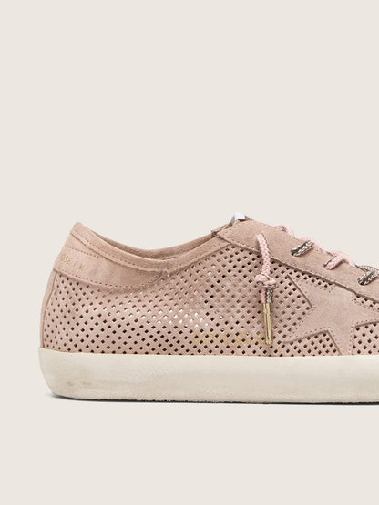 Golden Goose Womens Super-Star Ltd In Powder-Pink Perforated Suede With Tone-On-Tone Star Womens