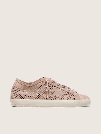Golden Goose Womens Super-Star Ltd In Powder-Pink Perforated Suede With Tone-On-Tone Star Womens