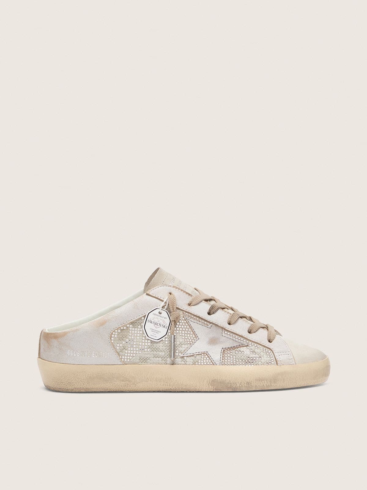 Golden Goose Womens Super-Star Sabots Ltd In Swarovski With Metallic Silver Leather Star Womens