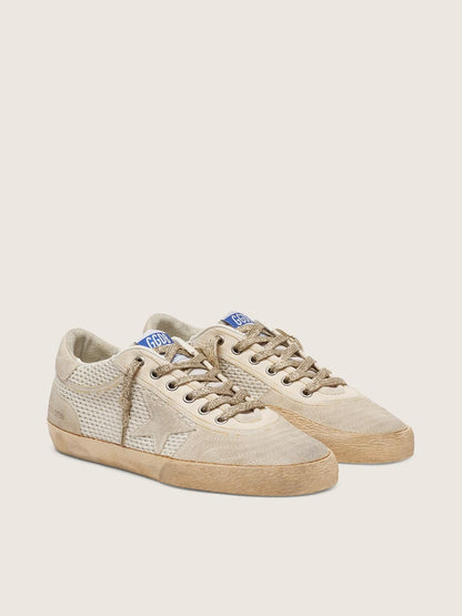 Golden Goose Womens Super-Star Lab In Mesh With Beige Suede Star Womens