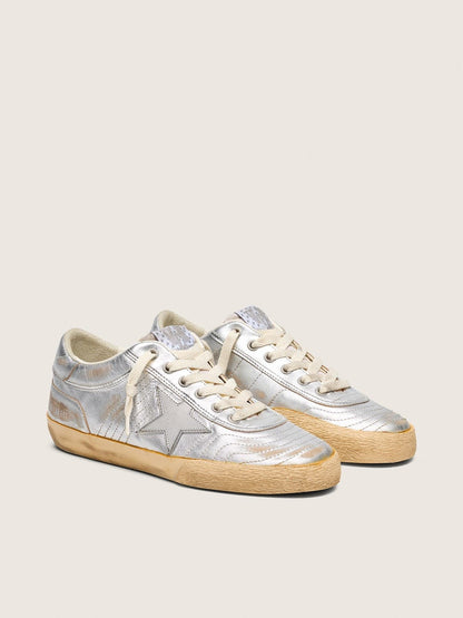 Golden Goose Womens Super-Star Lab In Metallic Nappa With Silver Tpu Star Womens
