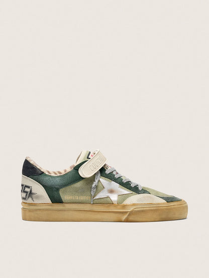 Golden Goose Womens Ball Star Lab In Green Suede With Silver Leather Star And Black Suede Heel Tab Womens