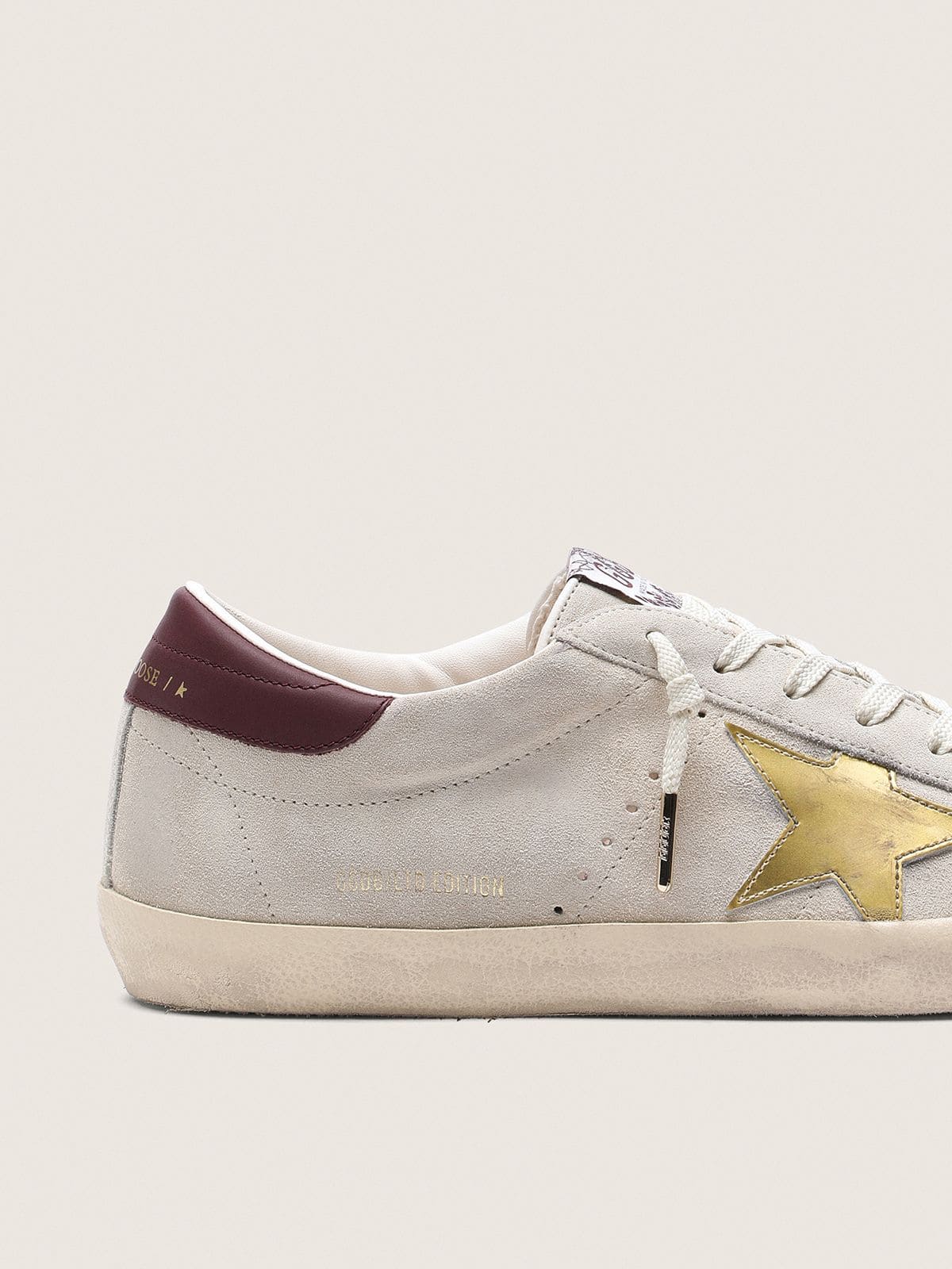 Golden Goose Womens Super-Star Cny In Ivory Suede With Metallic Leather Star And Leather Heel Tab Womens