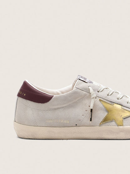 Golden Goose Womens Super-Star Cny In Ivory Suede With Metallic Leather Star And Leather Heel Tab Womens