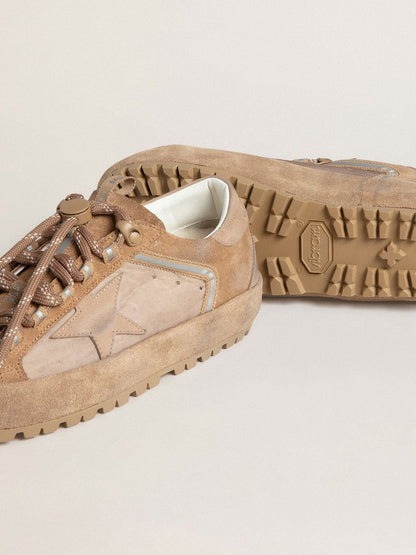 Golden Goose Womens Super-Star Ski In Dolmias And Caramel Suede With Marble Nubuck Star And Heel Tab Womens