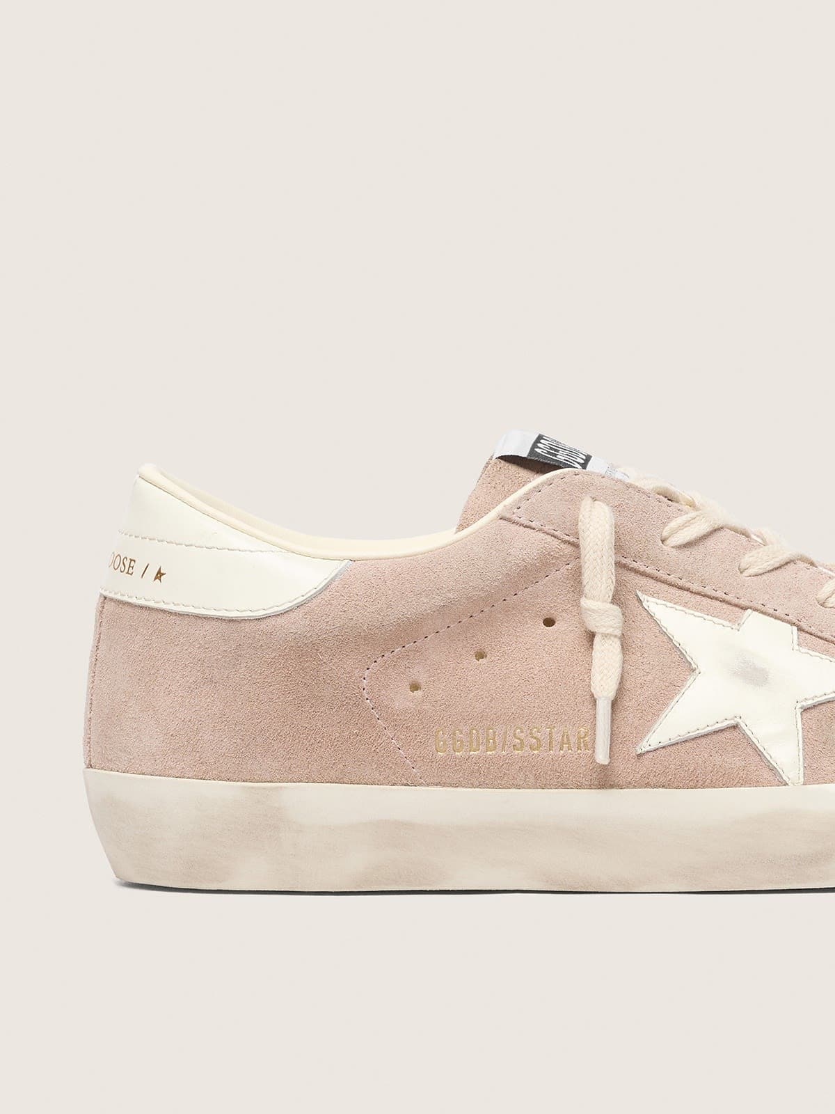 Golden Goose Womens Super-Star In Powder-Pink Suede With White Star Womens