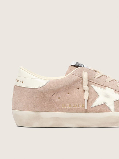 Golden Goose Womens Super-Star In Powder-Pink Suede With White Star Womens