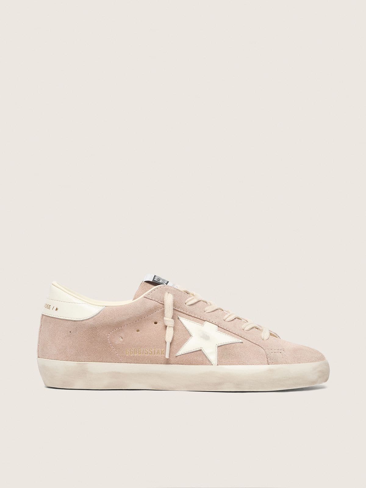 Golden Goose Womens Super-Star In Powder-Pink Suede With White Star Womens