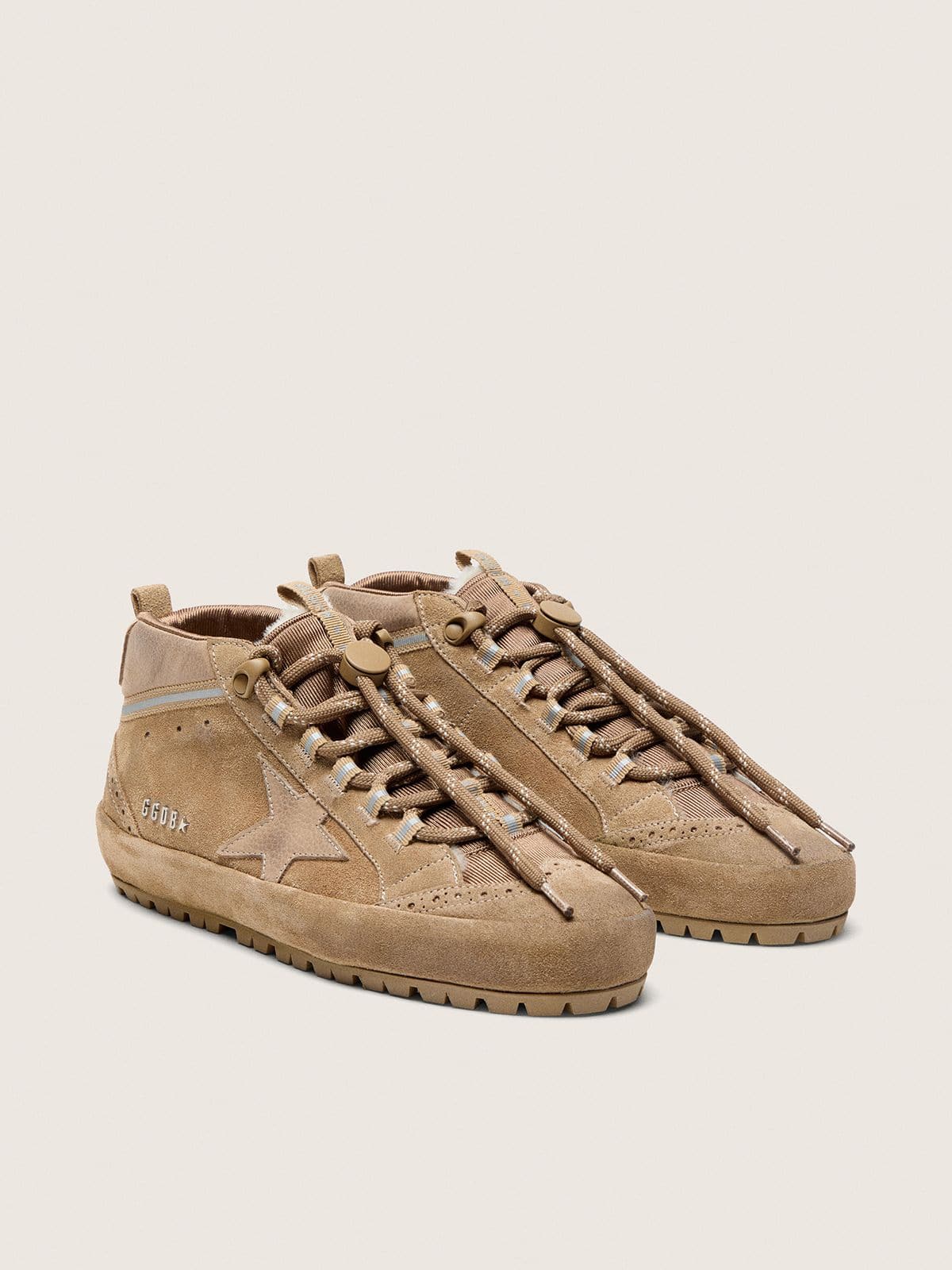 Golden Goose Womens Mid Star Ski In Caramel Suede With Nubuck Star And Suede Heel Tab Womens