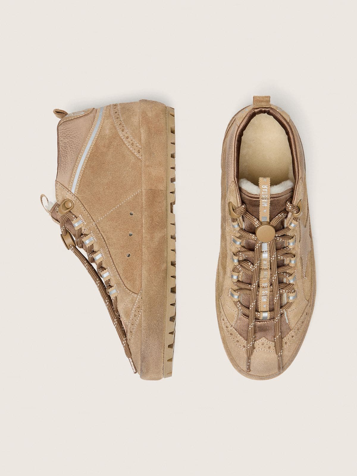 Golden Goose Womens Mid Star Ski In Caramel Suede With Nubuck Star And Suede Heel Tab Womens