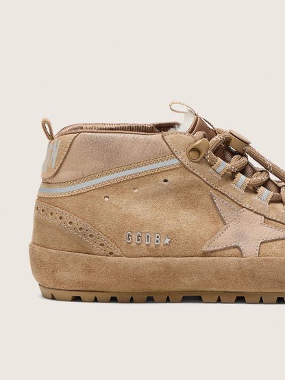 Golden Goose Womens Mid Star Ski In Caramel Suede With Nubuck Star And Suede Heel Tab Womens