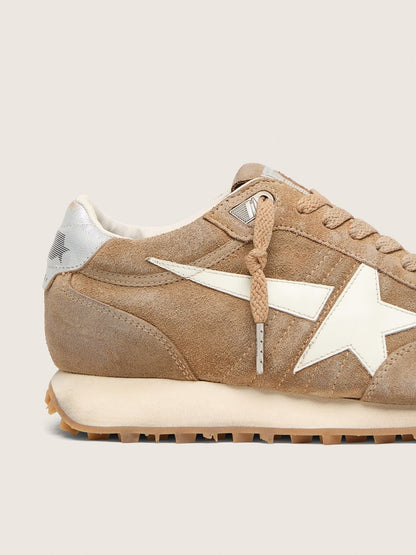 Golden Goose Womens Marathon In Tobacco Suede With White Star Womens
