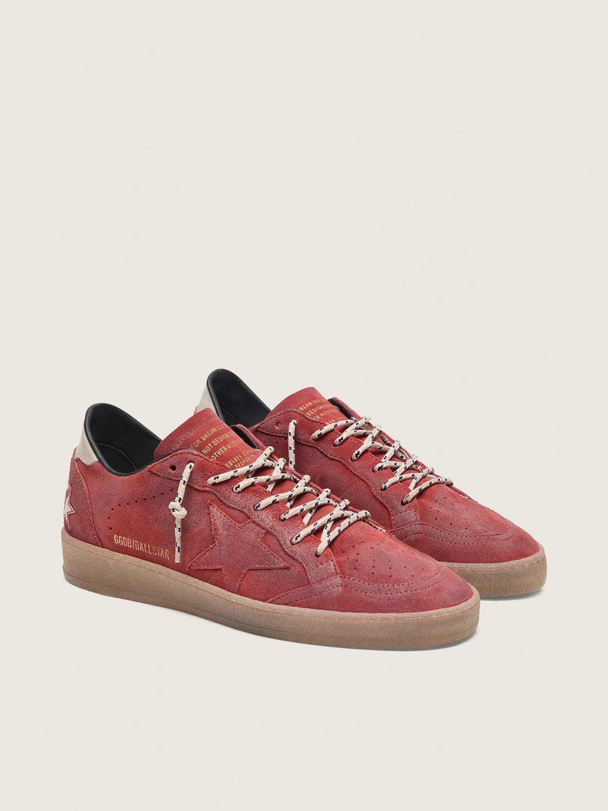 Golden Goose Womens Ball Star In Rust-Red Suede With Tone-On-Tone Star Womens