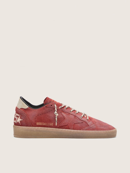 Golden Goose Womens Ball Star In Rust-Red Suede With Tone-On-Tone Star Womens
