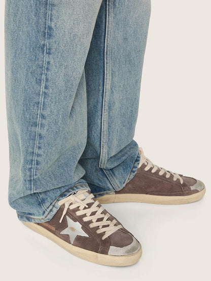 Golden Goose Womens Super-Star Ltd In Lavender Suede With Silver Star Womens