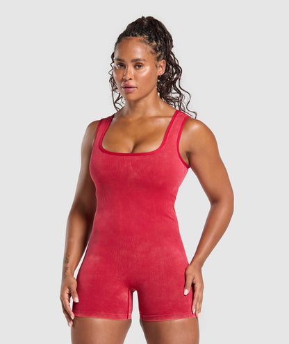 Women's Gymshark Gains Seamless All-In-One Carmine Red