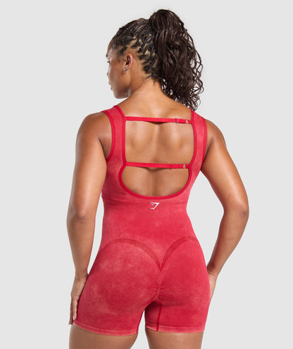 Women's Gymshark Gains Seamless All-In-One Carmine Red