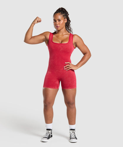 Women's Gymshark Gains Seamless All-In-One Carmine Red