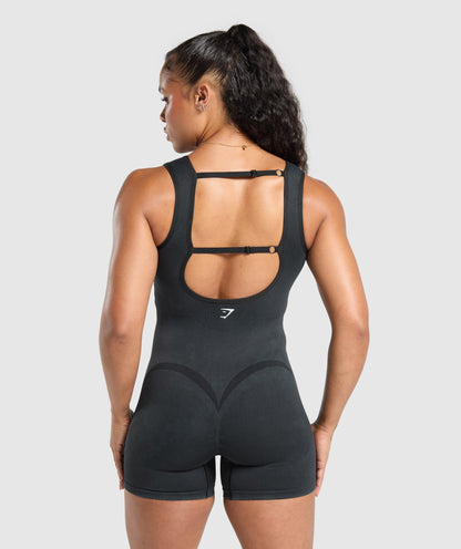 Women's Gymshark Gains Seamless All-In-One Black