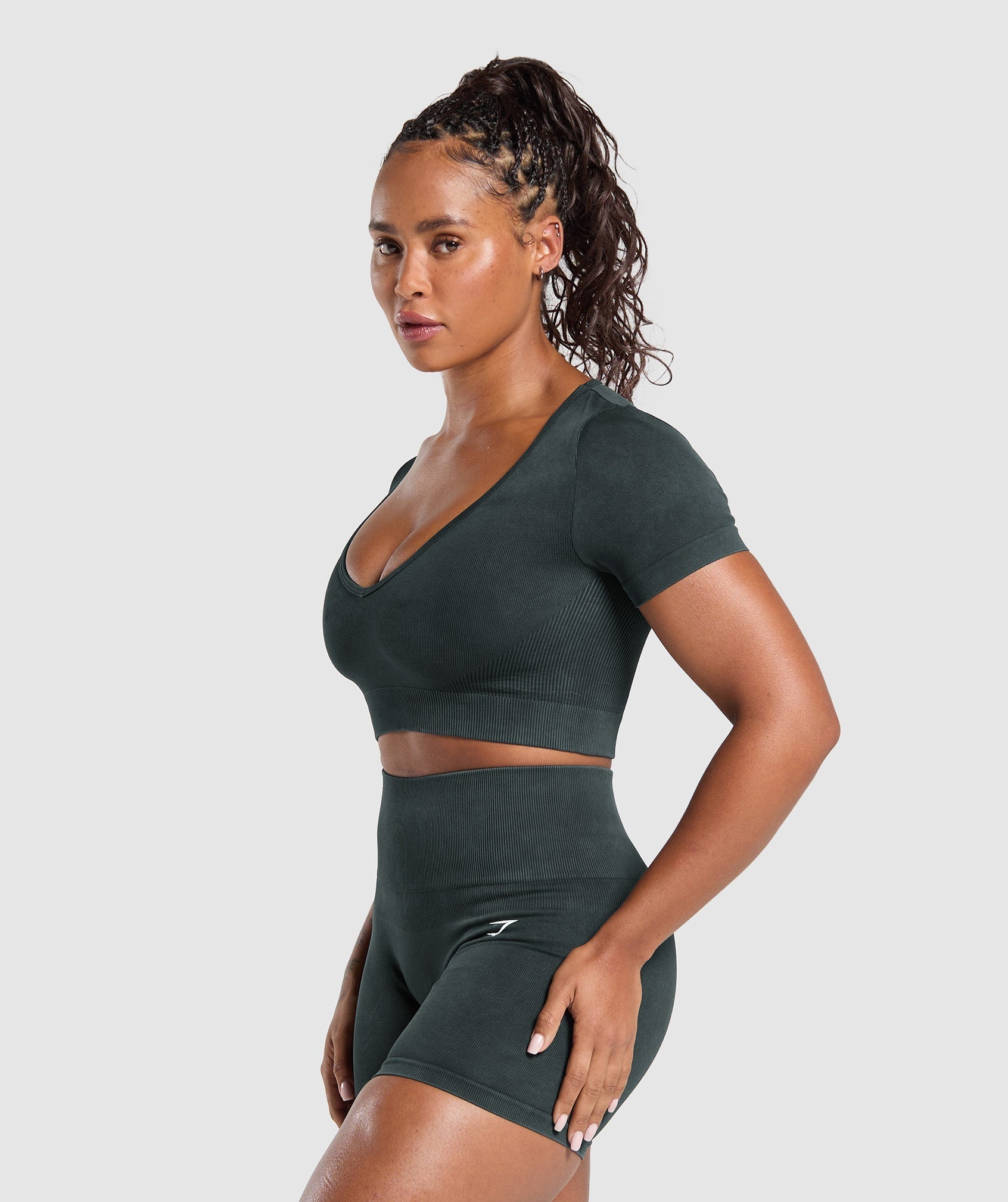 Women's Gymshark Gains Seamless Washed Crop Top Black