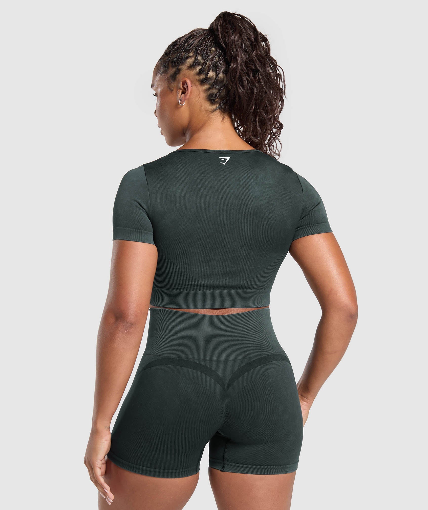 Women's Gymshark Gains Seamless Washed Crop Top Black