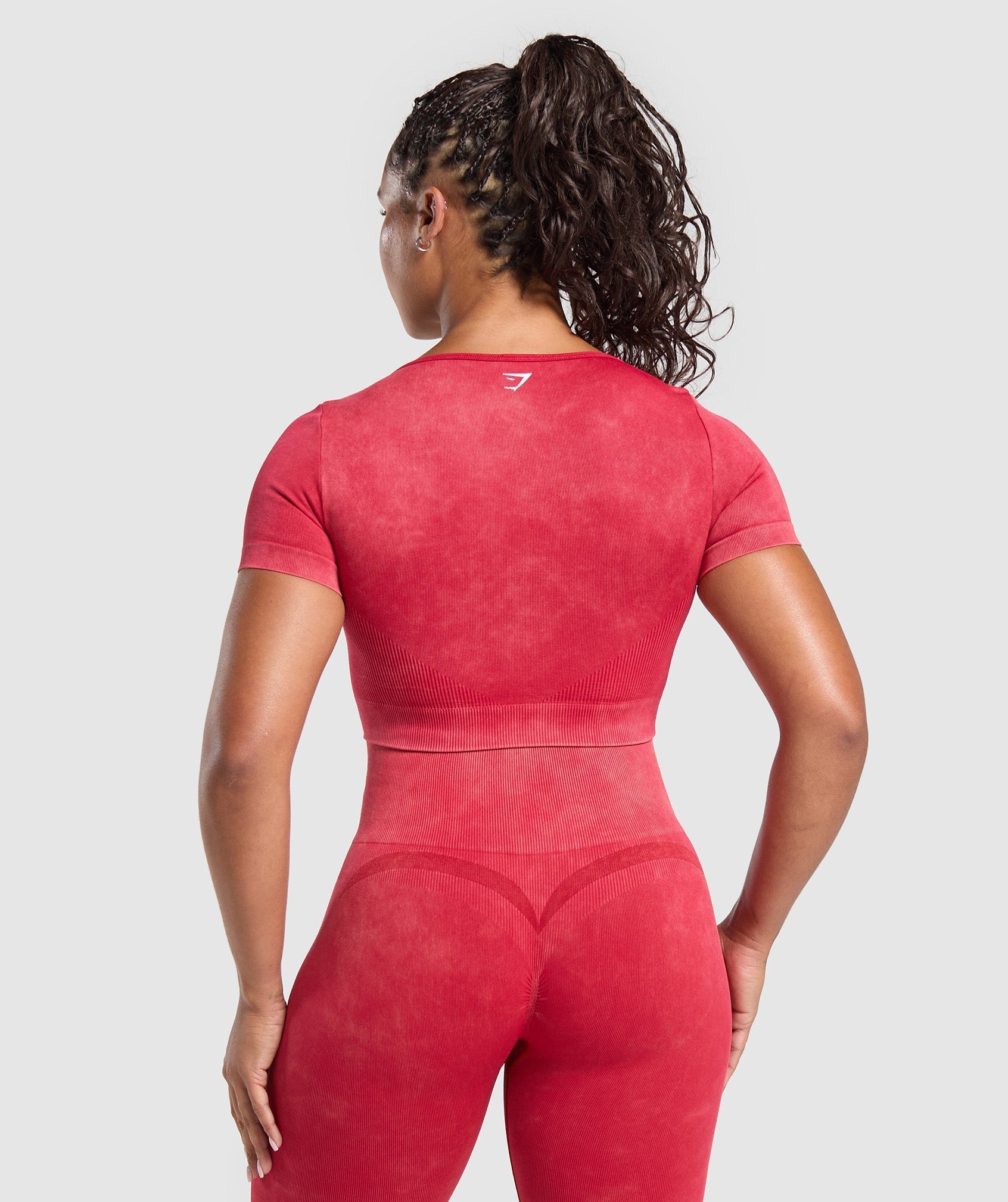 Women's Gymshark Gains Seamless Washed Crop Top Carmine Red