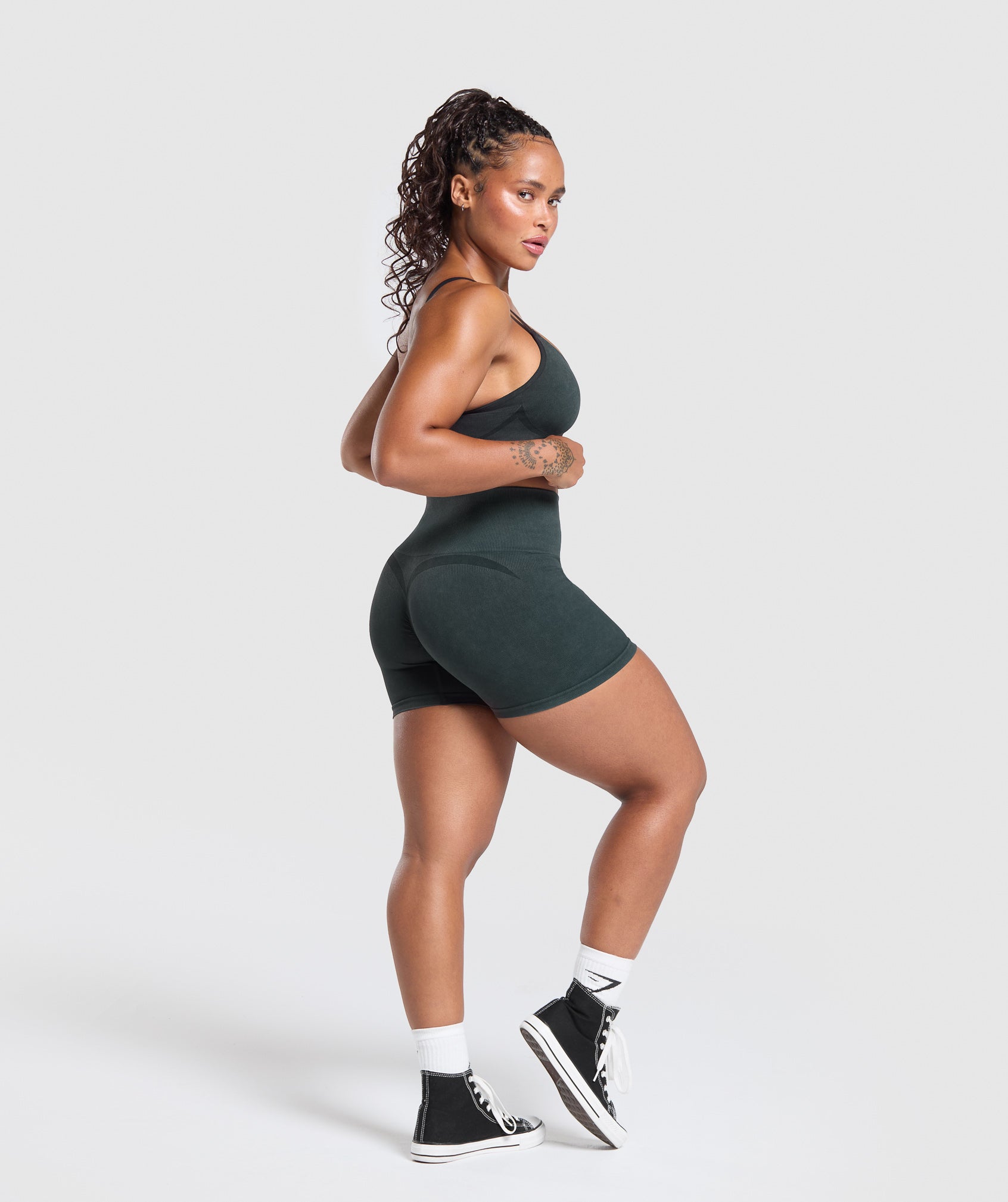 Women's Gymshark Gains Seamless Washed Shorts Black