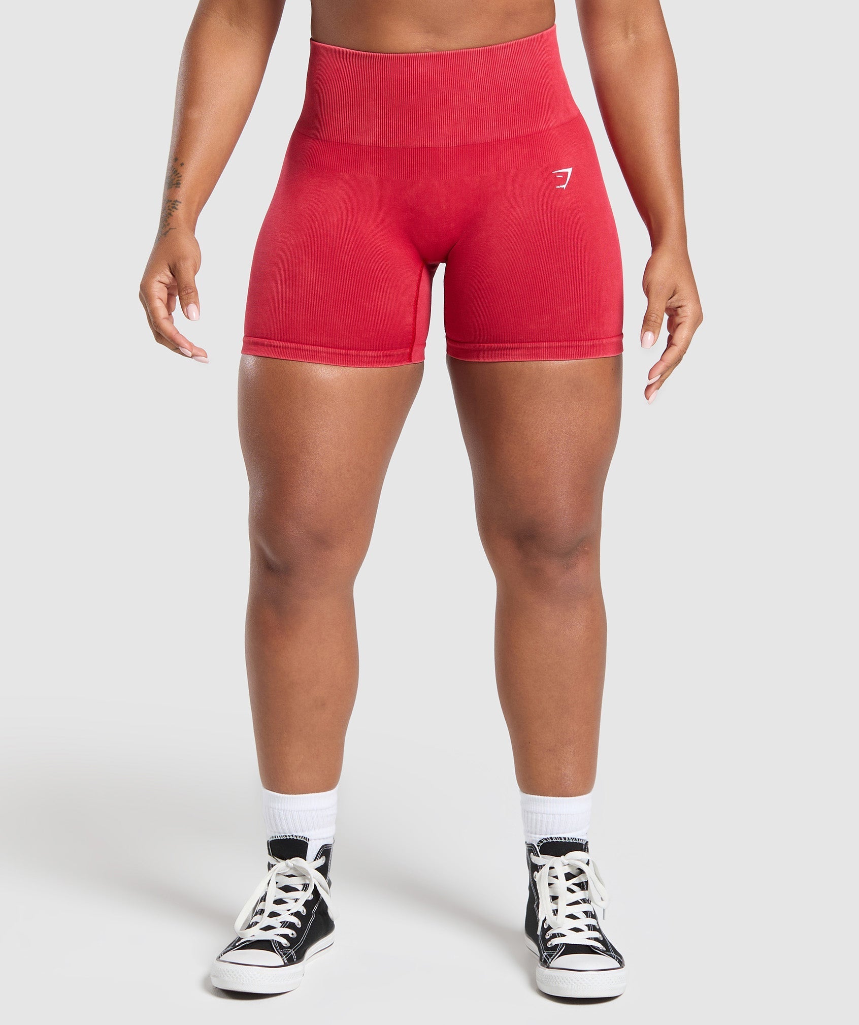 Women's Gymshark Gains Seamless Washed Shorts Carmine Red