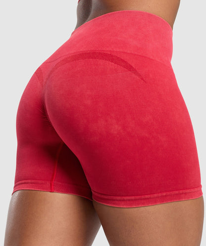 Women's Gymshark Gains Seamless Washed Shorts Carmine Red