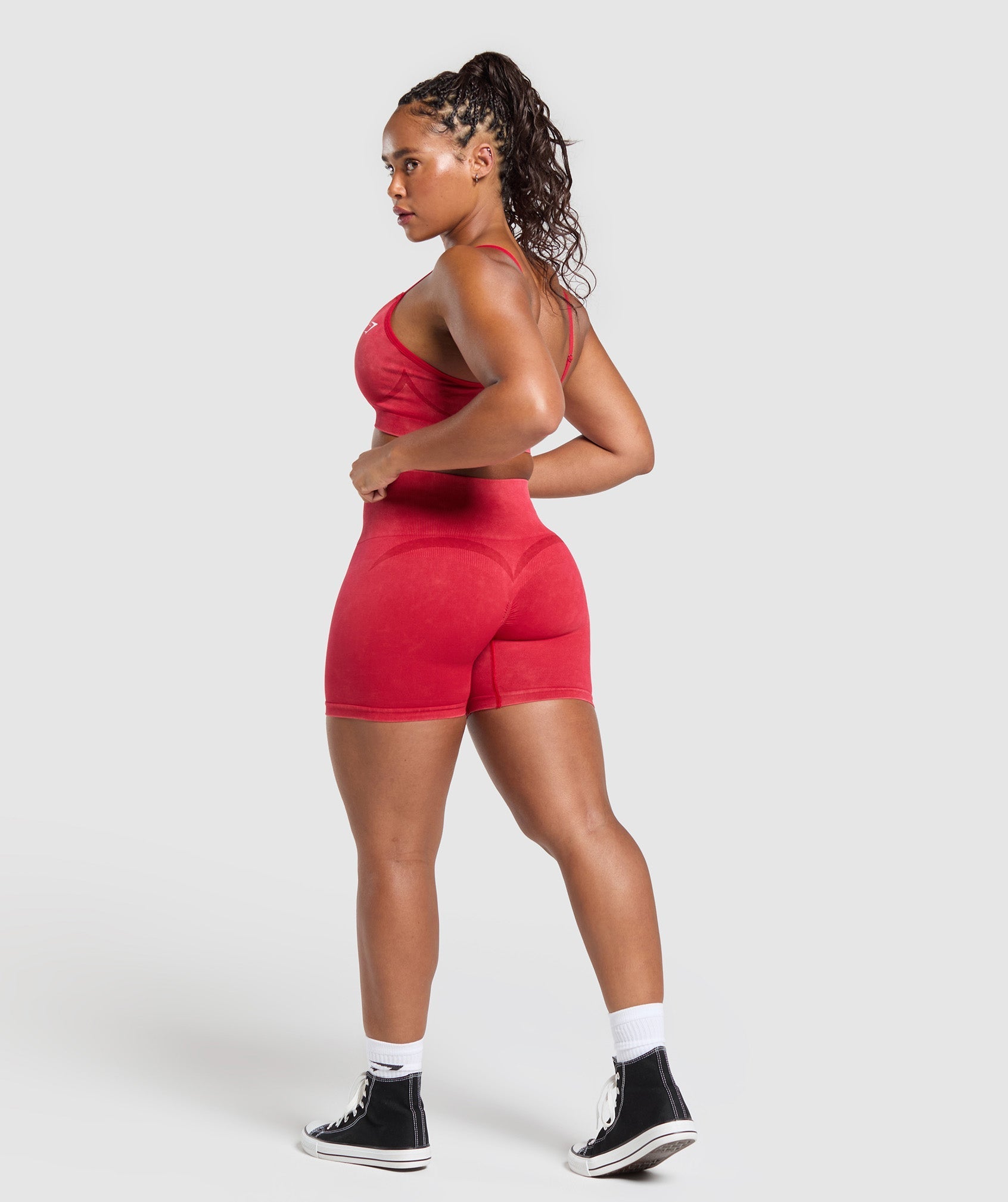 Women's Gymshark Gains Seamless Washed Shorts Carmine Red
