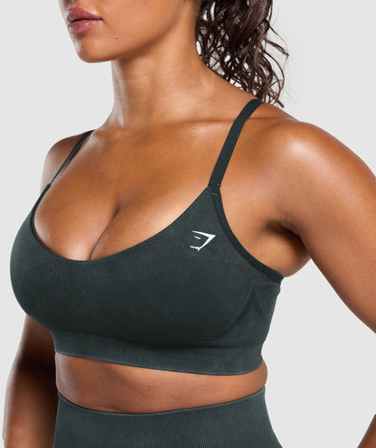 Women's Gymshark Gains Seamless Washed Sports Bra Black
