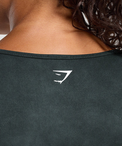 Women's Gymshark Gains Seamless Washed Zip Up Jacket Black