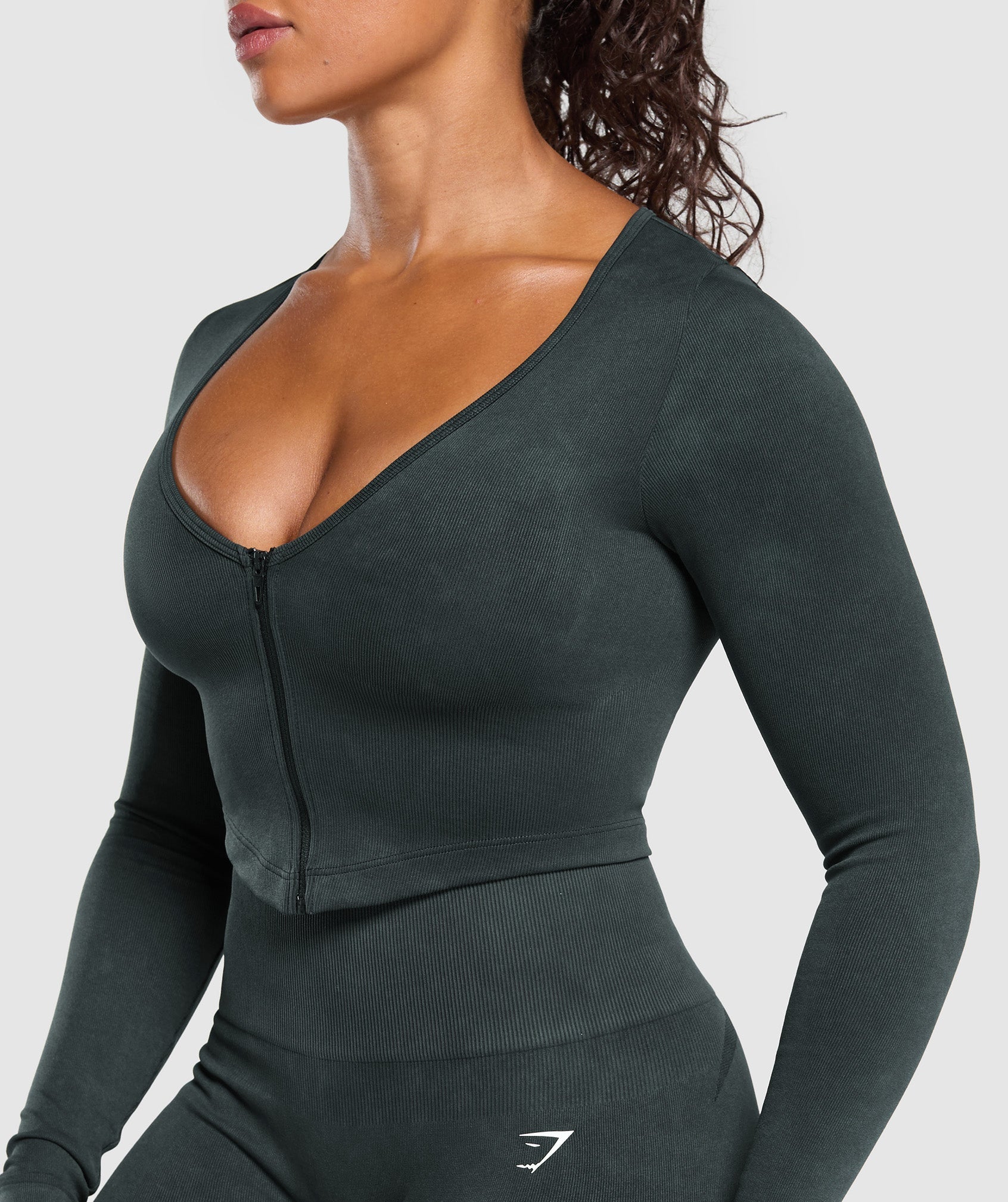 Women's Gymshark Gains Seamless Washed Zip Up Jacket Black