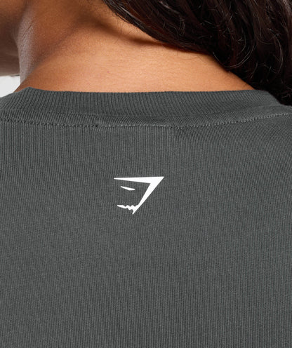 Women's Gymshark Gains Washed Heavyweight Cotton T-Shirt Asphalt Grey