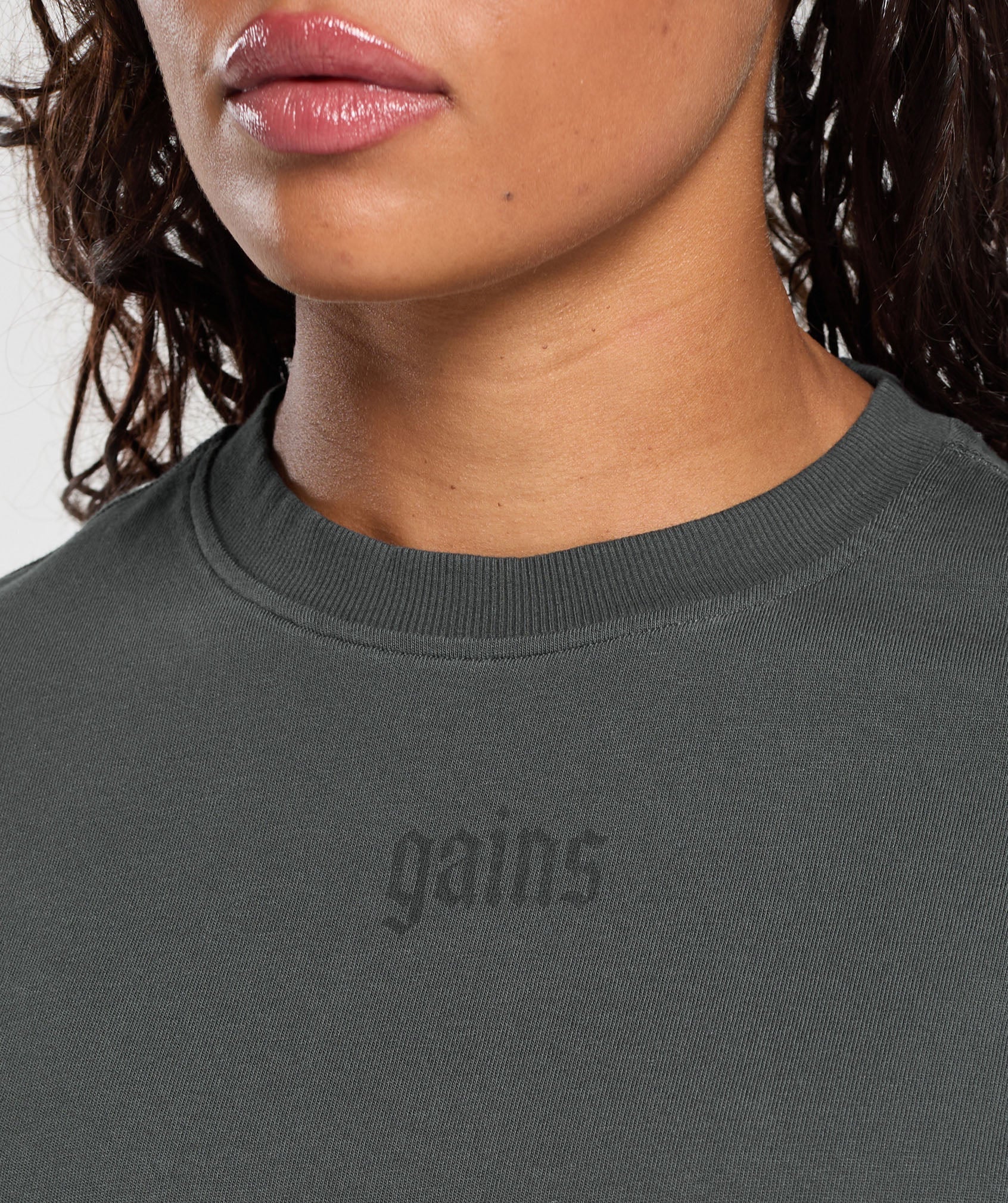 Women's Gymshark Gains Washed Heavyweight Cotton T-Shirt Asphalt Grey