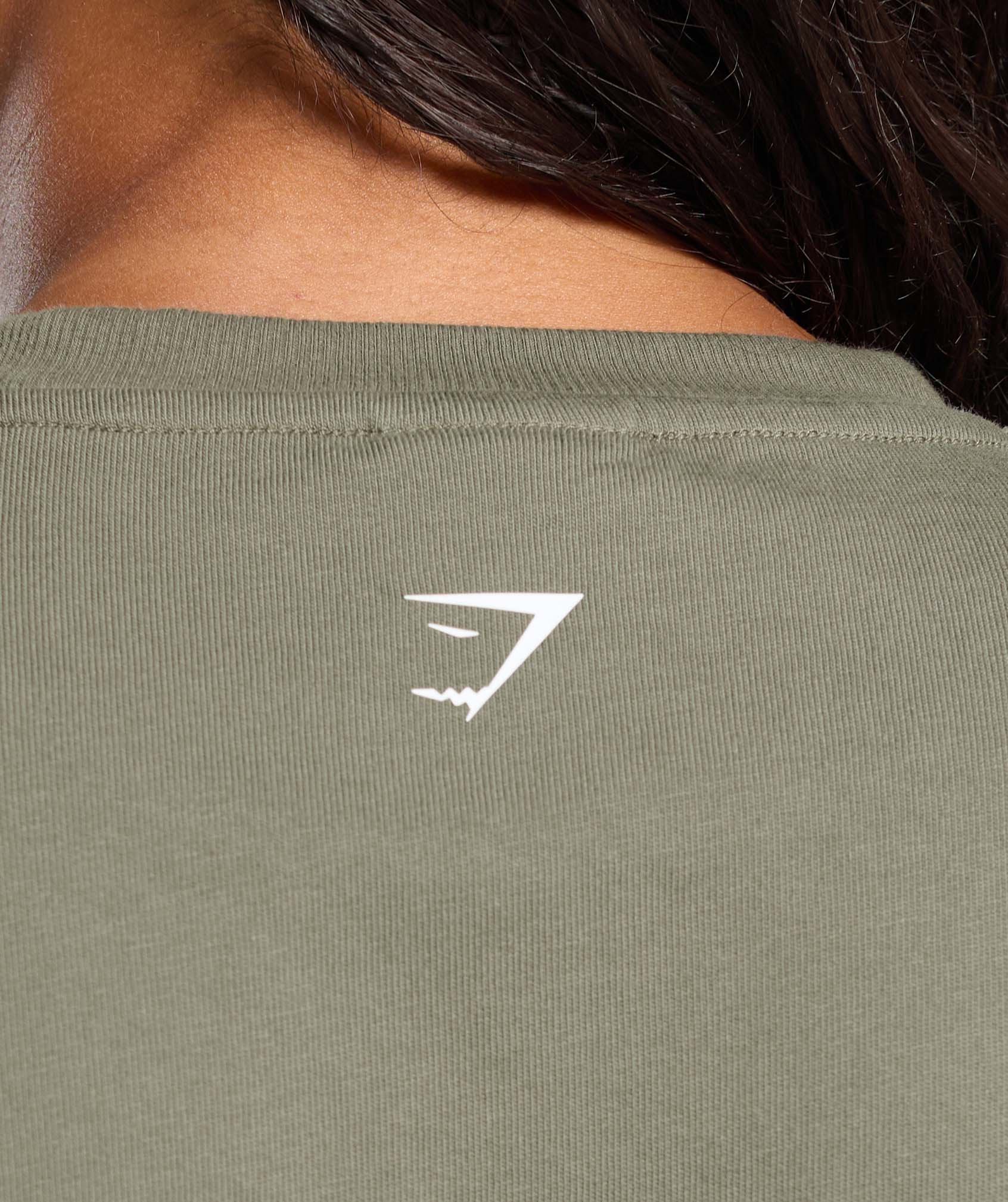 Women's Gymshark Gains Washed Heavyweight Cotton T-Shirt Base Green