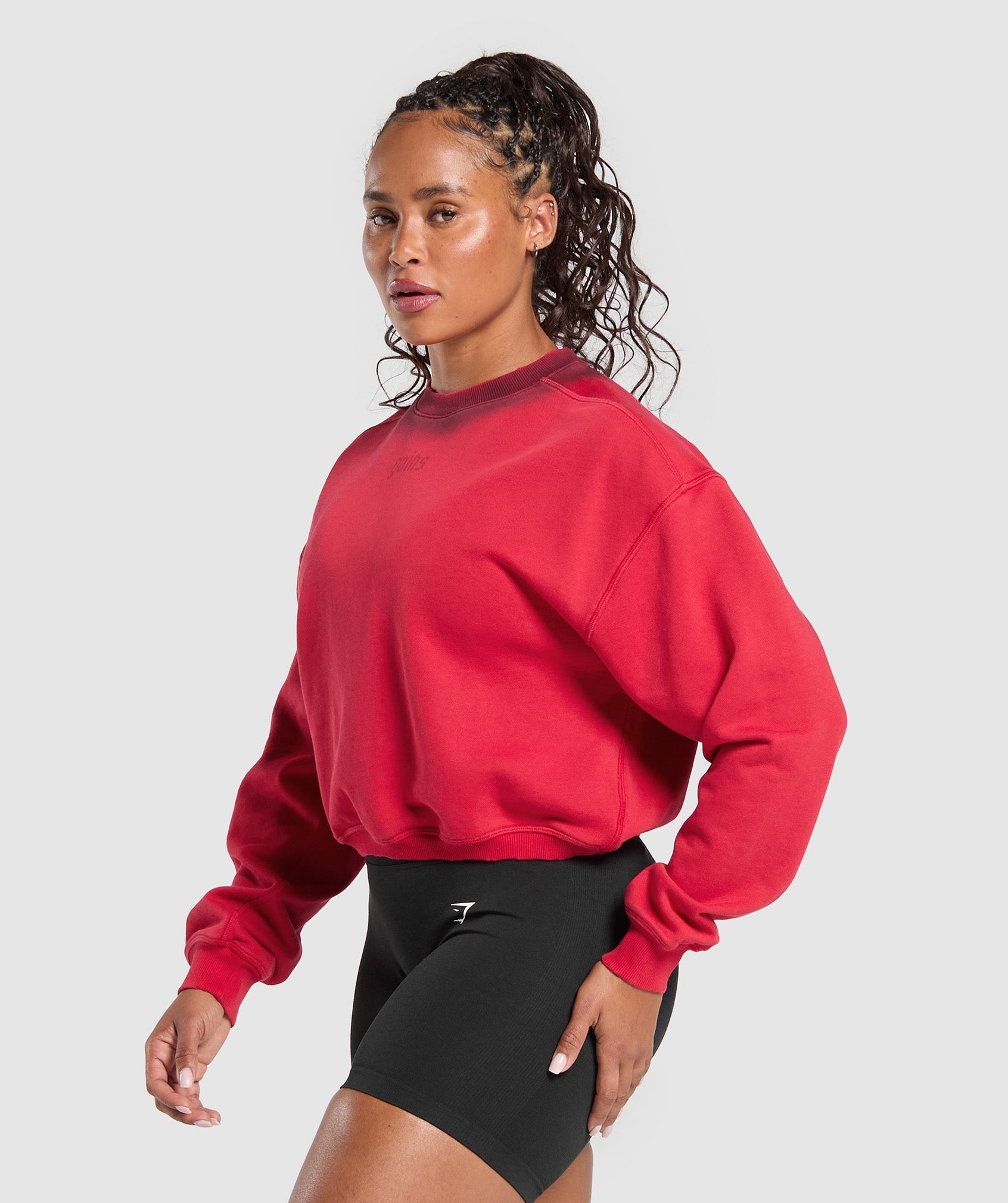 Women's Gymshark Gains Washed Loopback Crew Neck Conditioning Red