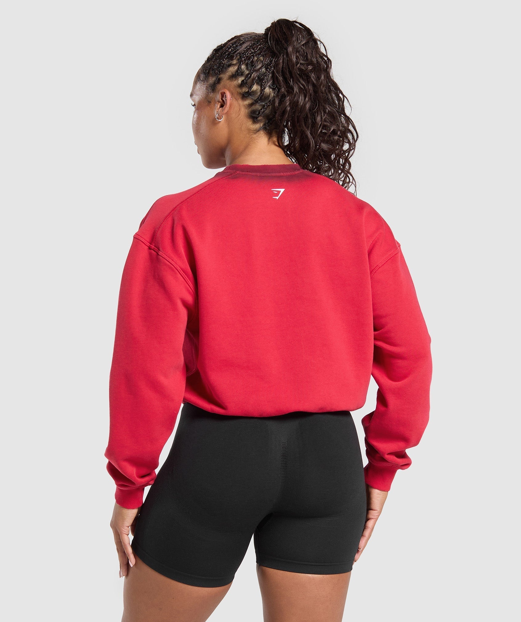 Women's Gymshark Gains Washed Loopback Crew Neck Conditioning Red